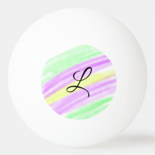 Eenvoudig groen paarse waterverf voeg uw monogram pingpongbal