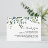 Eenvoudig groen rouwbegraafplaats Begrafenis Dank  Bedankkaart (Staand voorkant)