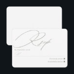 Eenvoudig Groen Salie Wit RSVP Kaartje<br><div class="desc">Bruiloft rsvp kaart met prachtige handgeschreven kalligrafie in groene salie en wit om aan te sluiten bij ons "Vivian Collectie". Personaliseer door de velden te gebruiken of gebruik de functie "Bewerken met ontwerpgereedschap" om lettertypen, formaten en spatiëring aan te passen. Als u hulp of extra kleuren nodig hebt, neem dan...</div>