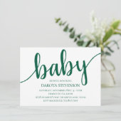 Eenvoudig groen script | Bold Hunter-Baby shower Kaart (Staand voorkant)