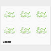Eenvoudig Groen Script Prettig Kerstfeest op Wit Ronde Sticker (Vel)