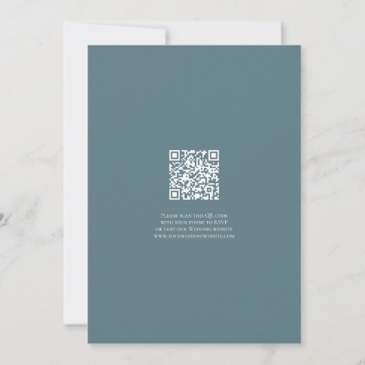 Eenvoudig groen script typografie QR-code bruiloft Kaart (Achterkant)