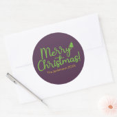Eenvoudig groen script Vrolijk kerstfeest op Viole Ronde Sticker (Envelop)