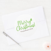 Eenvoudig groen script Vrolijk kerstfeest op wit Ronde Sticker (Envelop)