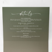 Eenvoudig groen & stoffig blos roze ombré bruiloft drieluik uitnodiging (Binnenzijde eerst)