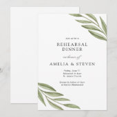 Eenvoudig groen takken repetitie diner kaart (Voorkant / Achterkant)