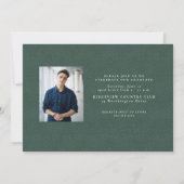 Eenvoudig groen tweed lijst classic foto afstudere aankondiging (Achterkant)