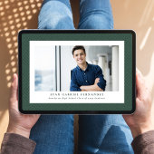 Eenvoudig groen tweed lijst classic foto afstudere aankondiging