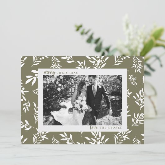 Eenvoudig groen vakantie kerst Kaart (Staand voorkant)