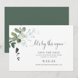 Eenvoudig groen Verander de datum van de bruiloft  Save The Date