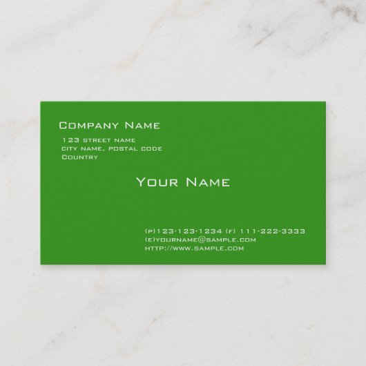 eenvoudig, groen visitekaartje. visitekaartje (Voorkant)
