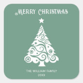 Eenvoudig groen vrolijk kerstboom vakantie cadeau vierkante sticker (Voorkant)