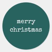 Eenvoudig groen vrolijk kerstfeest ronde sticker (Voorkant)