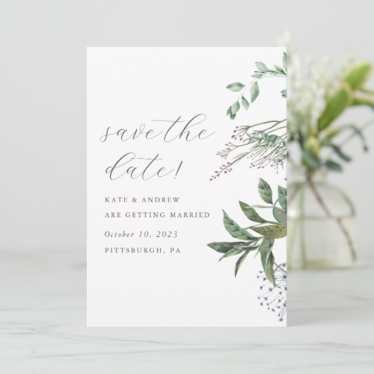 Eenvoudig groen weduwschap sparen de Datum Save The Date (Staand voorkant)