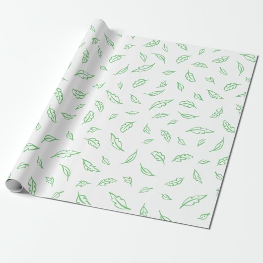 Eenvoudig groen white leaf texture wrapping papier (Uitgerold)
