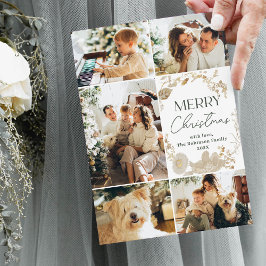 Eenvoudig Groen Wit 5 Foto Kerst Kaart