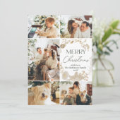 Eenvoudig Groen Wit 5 Foto Kerst Kaart (Staand voorkant)