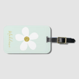 Eenvoudig groen wit dagverblijf voor persoonlijk g bagagelabel