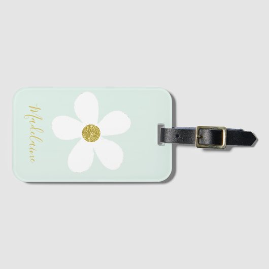 Eenvoudig groen wit dagverblijf voor persoonlijk g bagagelabel (Voorkant (horizontaal))