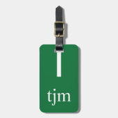 Eenvoudig Groen Wit Lijn Vet Monogram Bagagelabel (Voorkant verticaal)