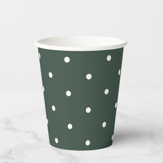 Eenvoudig groen & wit polka dot patroonpatroon Bab Papieren Bekers (Voorkant)