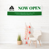 Eenvoudig Groen Wit Uw Logo nu open Spandoek (Insitu)