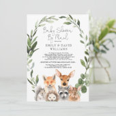 Eenvoudig groen Woodland Baby shower per post Kaart (Staand voorkant)