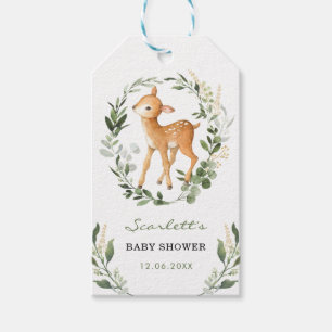 Eenvoudig groen Woodland Herten Baby shower Verjaa Cadeaulabel