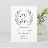 Eenvoudig Groene Wreath Rustic Wedding sparen de D Save The Date (Staand voorkant)