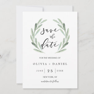 Eenvoudig Groene Wreath Rustic Wedding sparen de D Save The Date