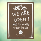 Eenvoudig groot koffiewinkelbord met logo raamsticker (Vel 3)