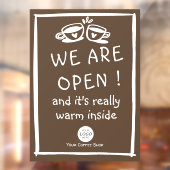 Eenvoudig groot koffiewinkelbord met logo raamsticker (Vel 2)