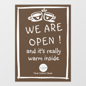 Eenvoudig groot koffiewinkelbord met logo raamsticker (Vel)