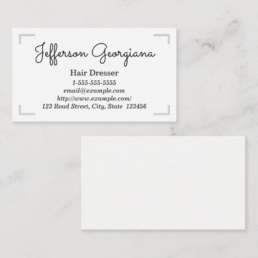 Eenvoudig haar dressoir Visitekaartje (Voorkant / Achterkant)