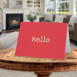 Eenvoudig Hallo Modern Minimalistisch Rood Folie Wenskaart