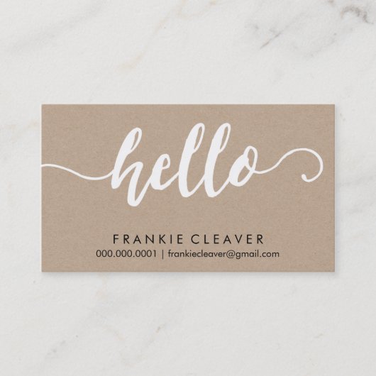 EENVOUDIG HALLO SCRIPT handgetekende kraft wit Visitekaartje (Voorkant)