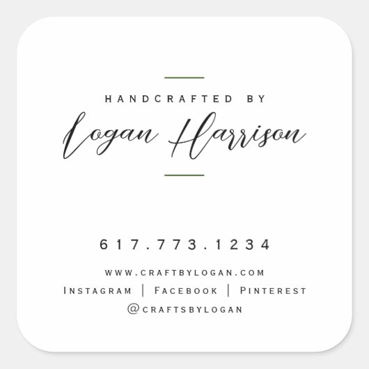 Eenvoudig handgemaakt door gepersonaliseerd vierkante sticker (Voorkant)
