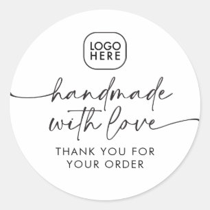 Eenvoudig Handgemaakt met Liefde Modern Zakelijk L Ronde Sticker