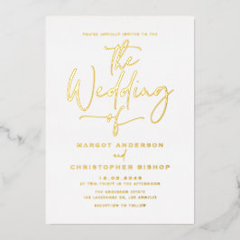 Eenvoudig handgeschakelde kalligrafie bruiloft folie uitnodiging