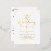 Eenvoudig handgeschakelde kalligrafie bruiloft folie uitnodiging briefkaart (Voorkant / Achterkant)
