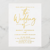 Eenvoudig handgeschakelde kalligrafie bruiloft folie uitnodiging briefkaart (Voorkant)