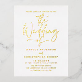 Eenvoudig handgeschakelde kalligrafie bruiloft folie uitnodiging briefkaart