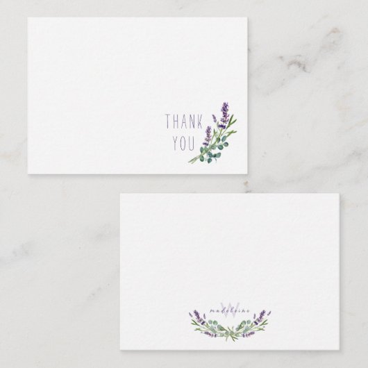 Eenvoudig handgeschilderd lavendel blad dank u notitiekaartje (Voorkant / Achterkant)
