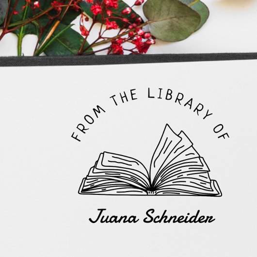 Eenvoudig handgeschreven aangepast naam bibliothee rubberstempel