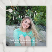 Eenvoudig handgeschreven bedankt Foto Afstuderen Bedankjes Labels (Voorkant)