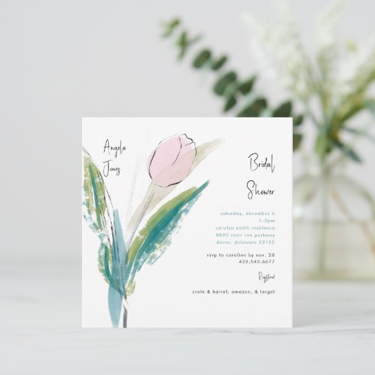 Eenvoudig handgeschreven Blauwgroen script & roze  Kaart (Staand voorkant)