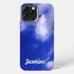 Eenvoudig Handgeschreven Eigen Naam Blauwe Lucht W iPhone 13 Pro Max Hoesje