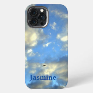 Eenvoudig Handgeschreven Eigen Naam Blauwe Lucht W iPhone 13 Pro Max Hoesje