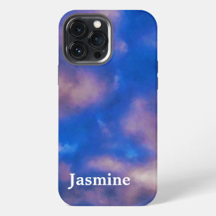 Eenvoudig Handgeschreven Eigen Naam Blauwe Lucht W iPhone 13 Pro Max Hoesje