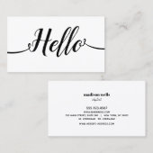 Eenvoudig handgeschreven Hallo van het Manuscript Visitekaartje
